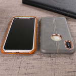 Wholesale iPhone X (Ten) Armor Leather Hybrid Case (Gray)